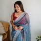 Vamsee Ferry Blue Organza Saree - Swadesiicart