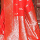 Joban Fashion Red Handwoven & Zari Work Soft Pure Handloom Banarasi Silk Saree | Swadesiicart
