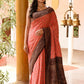 Joban Fashion Coral Crepe Chiffon Pure Handloom Banarasi Silk Saree | Swadesiicart
