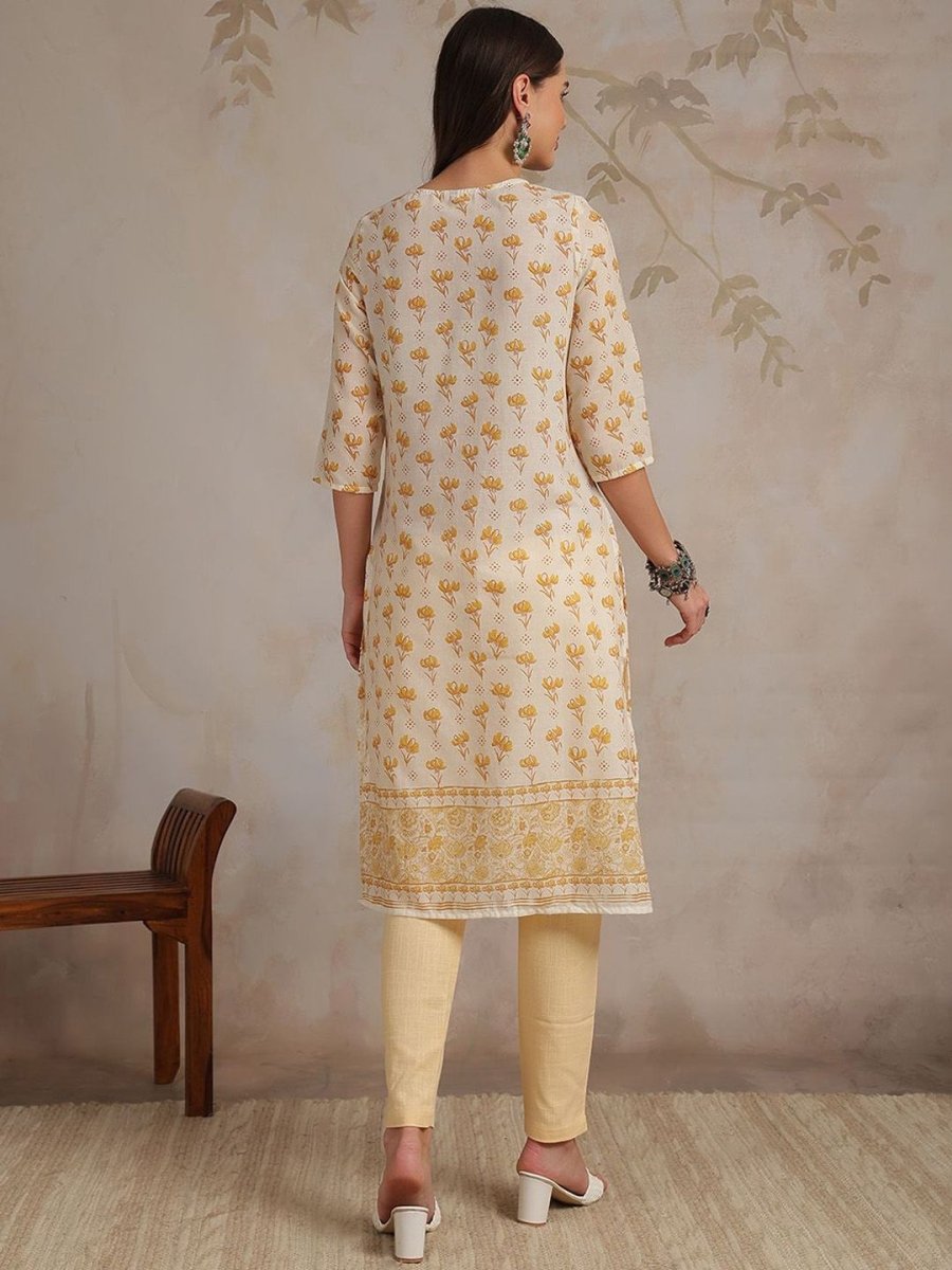 Anouk Women Floral Printed Chikankari Kurta | Swadesiicart