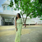 Vamsee Solid Color Sea Green Georgette Saree - Swadesiicart