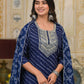 Partywear Designer Blue cotton Stitched Suit With Dupatta - Tanisha | Swadesiicart