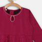Ahalyaa Wine Poly Silk Curved Kids Kurta Palazzo Set With Bottom For Girls | Swadesiicart