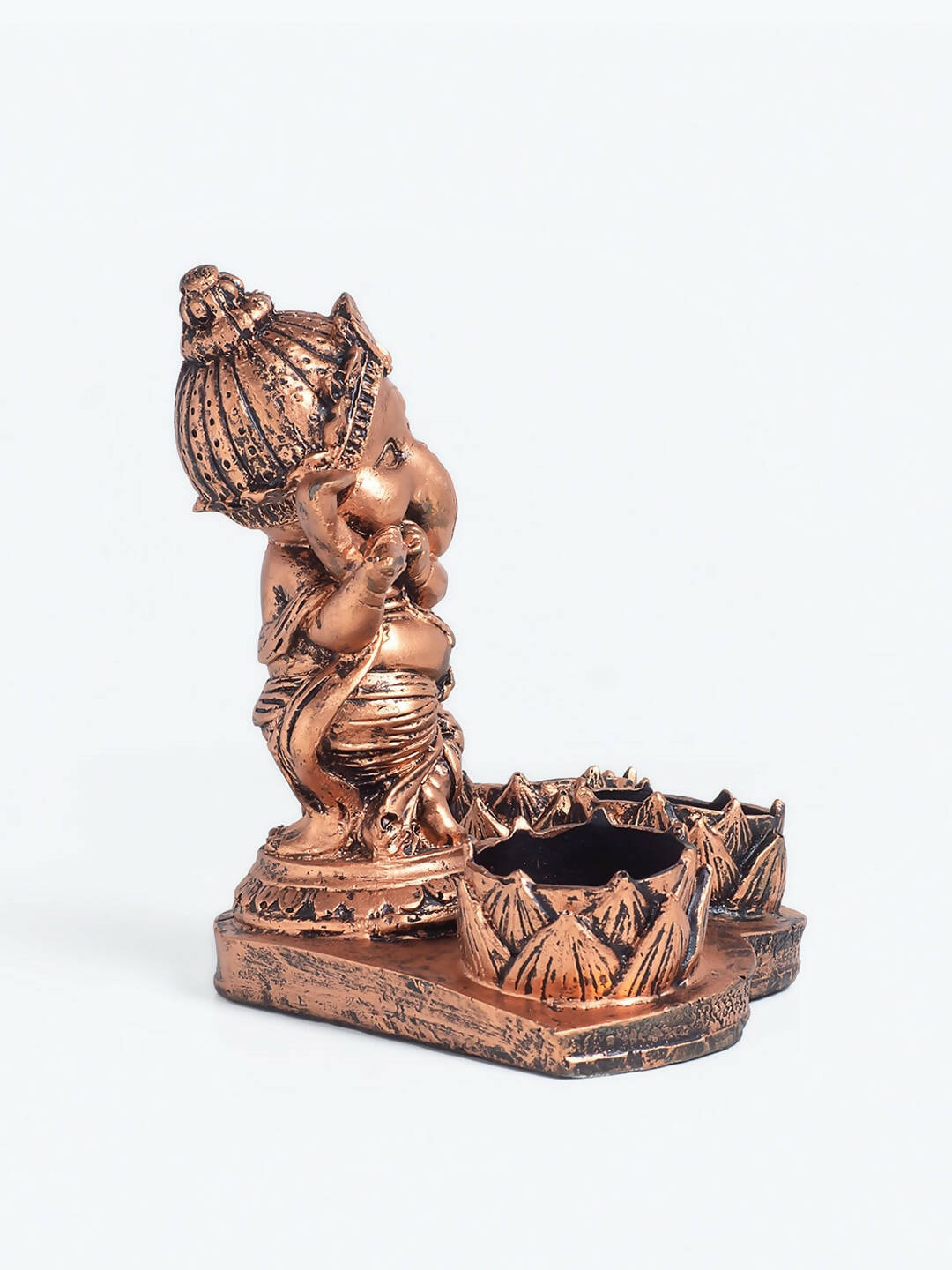 Golden Peacock Brown Ganesha Diya Holder | Swadesiicart