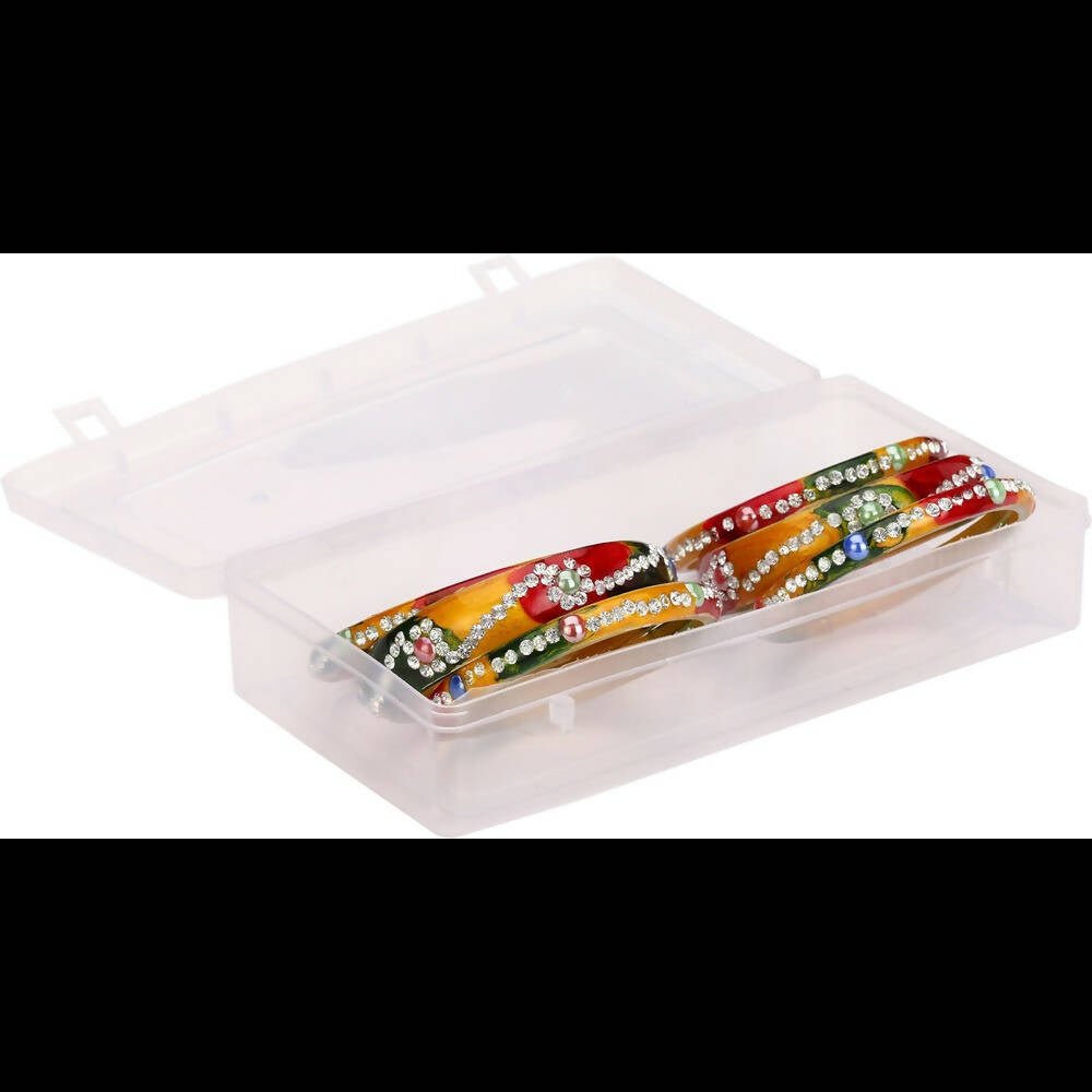 Afast Bridal Wedding & Party Fashionable Colorful Glass Bangle/Kada Set, Pack Of 12 - Yellow, Red - Swadesiicart