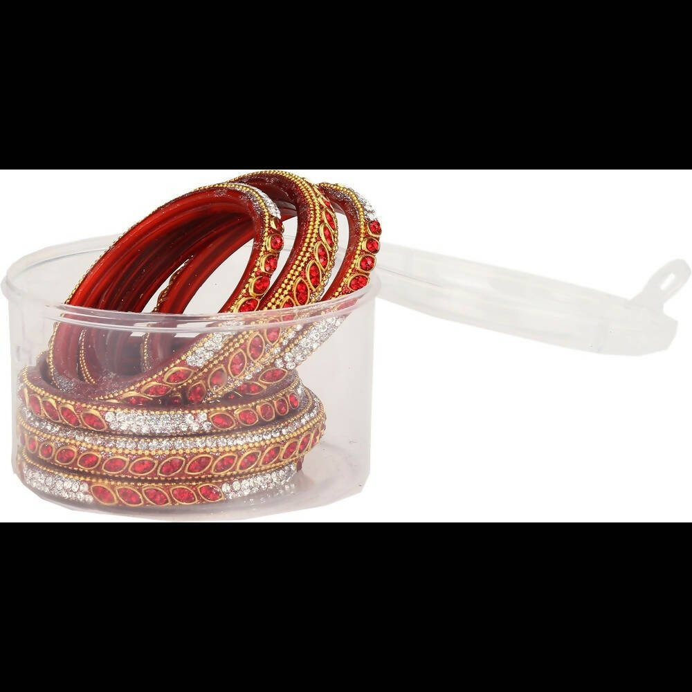 Afast Bridal Wedding & Party Fashionable Colorful Glass Bangle/Kada Set, Pack Of 6 - Swadesiicart