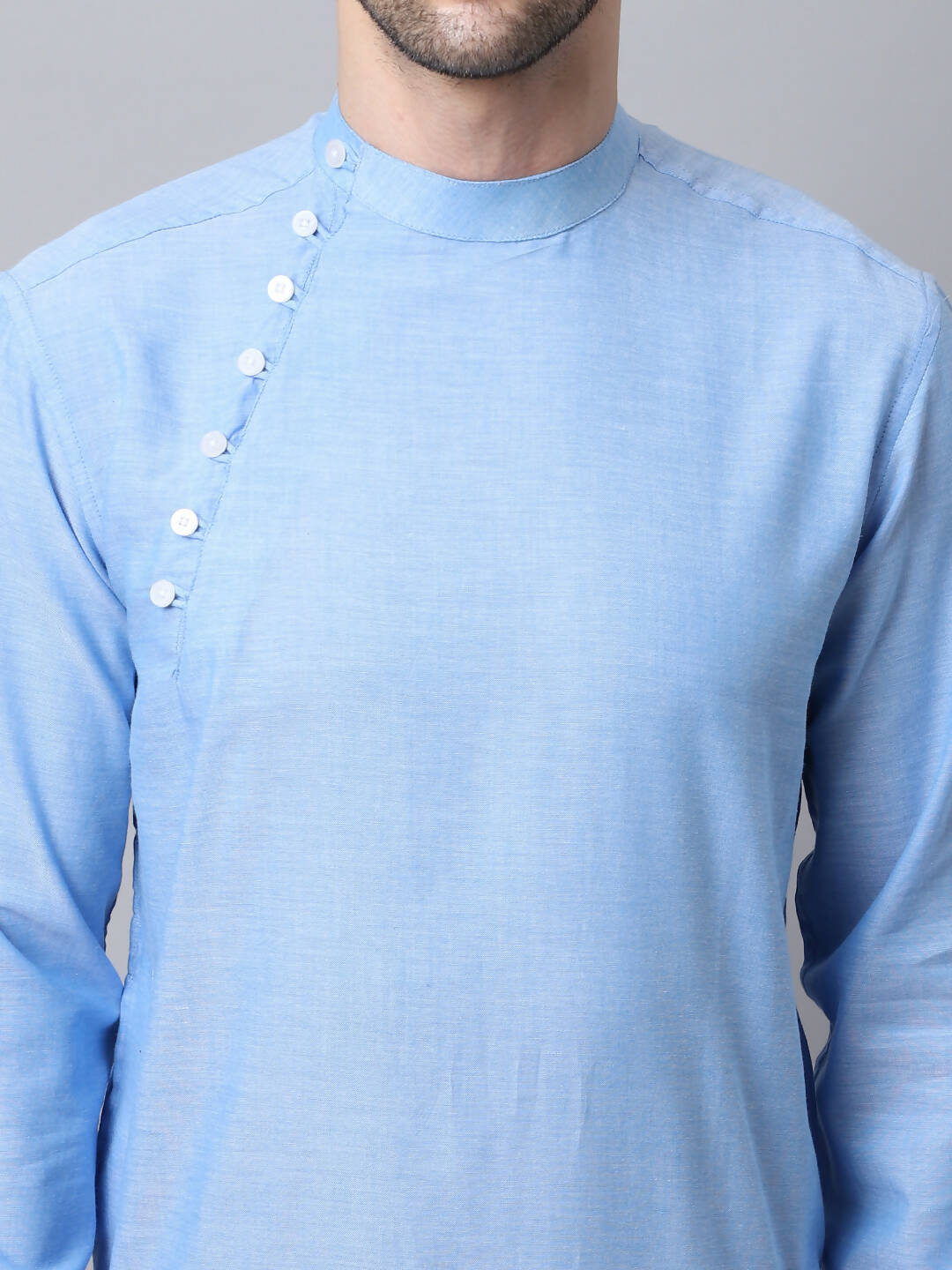 Even Apparels Blue Pure Cotton Men's Kurta With Side Placket (MMS503) | Swadesiicart