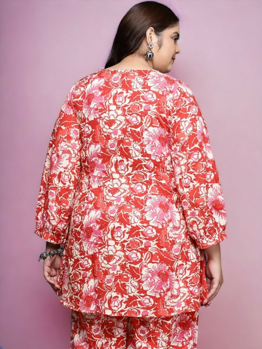 Ahalyaa Women's Traditional wear Tunic - Red | Swadesiicart