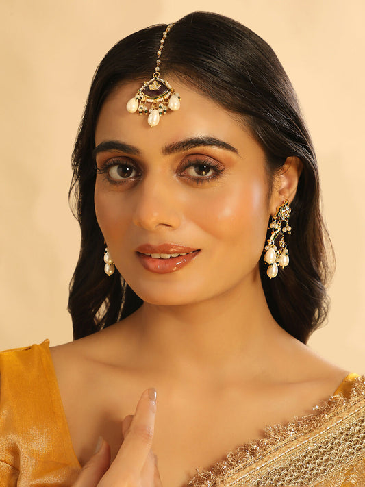 Nuyug 22K Gold Plated Ruby Grace Earrings | Swadesiicart