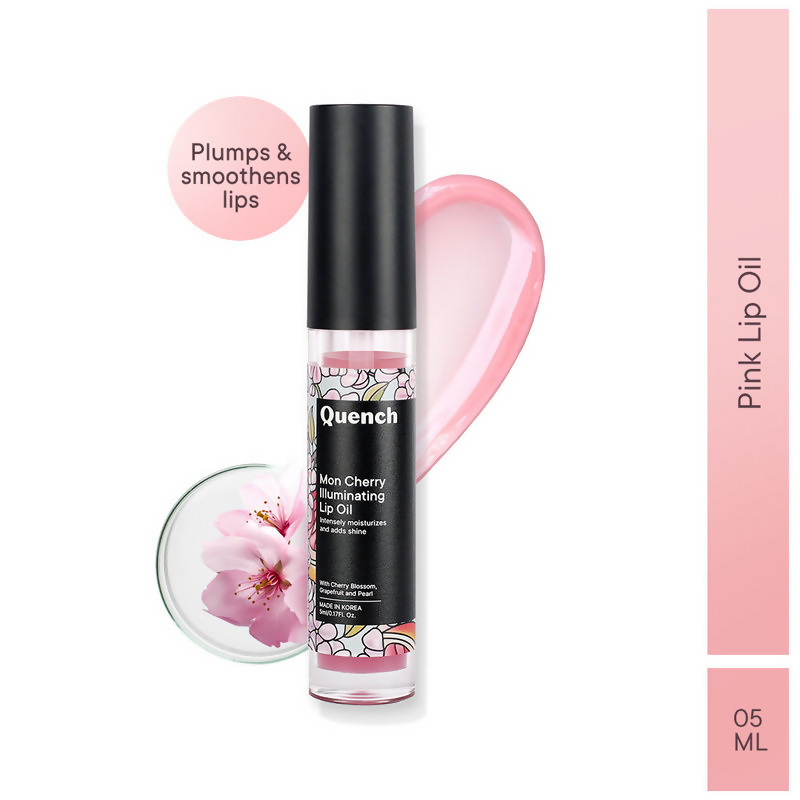 Quench Illuminating Lip Oil with Cherry Blossom & Pearl Extracts For Shiny Hydrated Lips | Swadesiicart