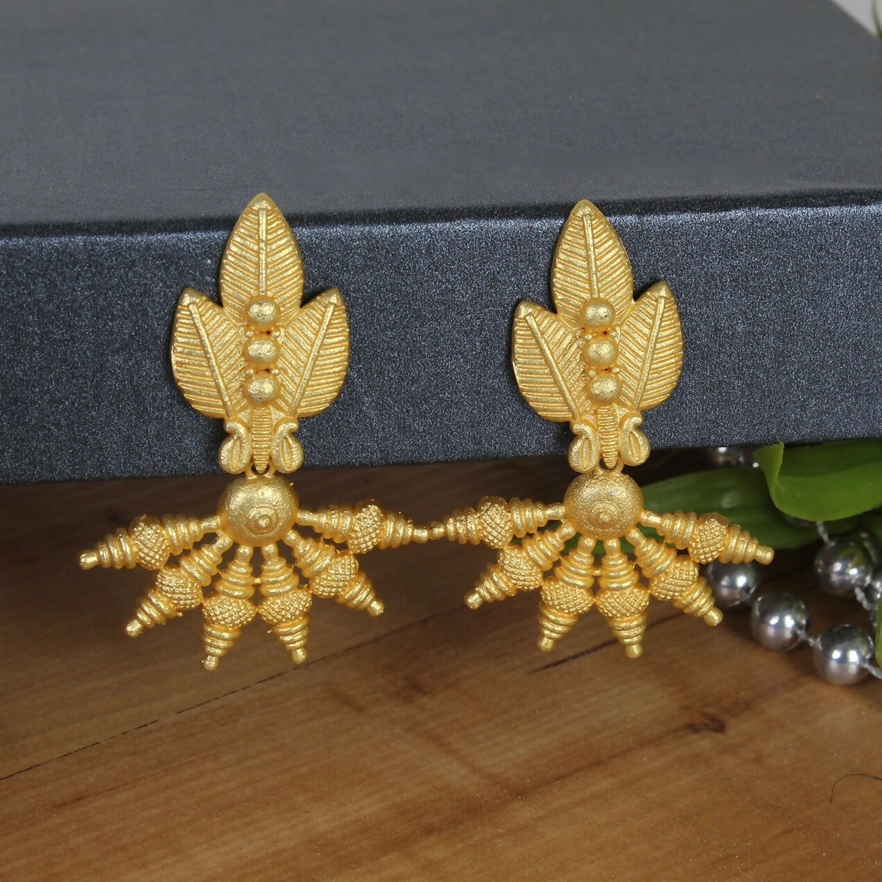 Joban Fashion Women Matte Gold Brass Earrings | Swadesiicart