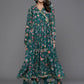 Ahalyaa Women Floral Printed Angrakha Kurta with Palazzos - Green Color | Swadesiicart