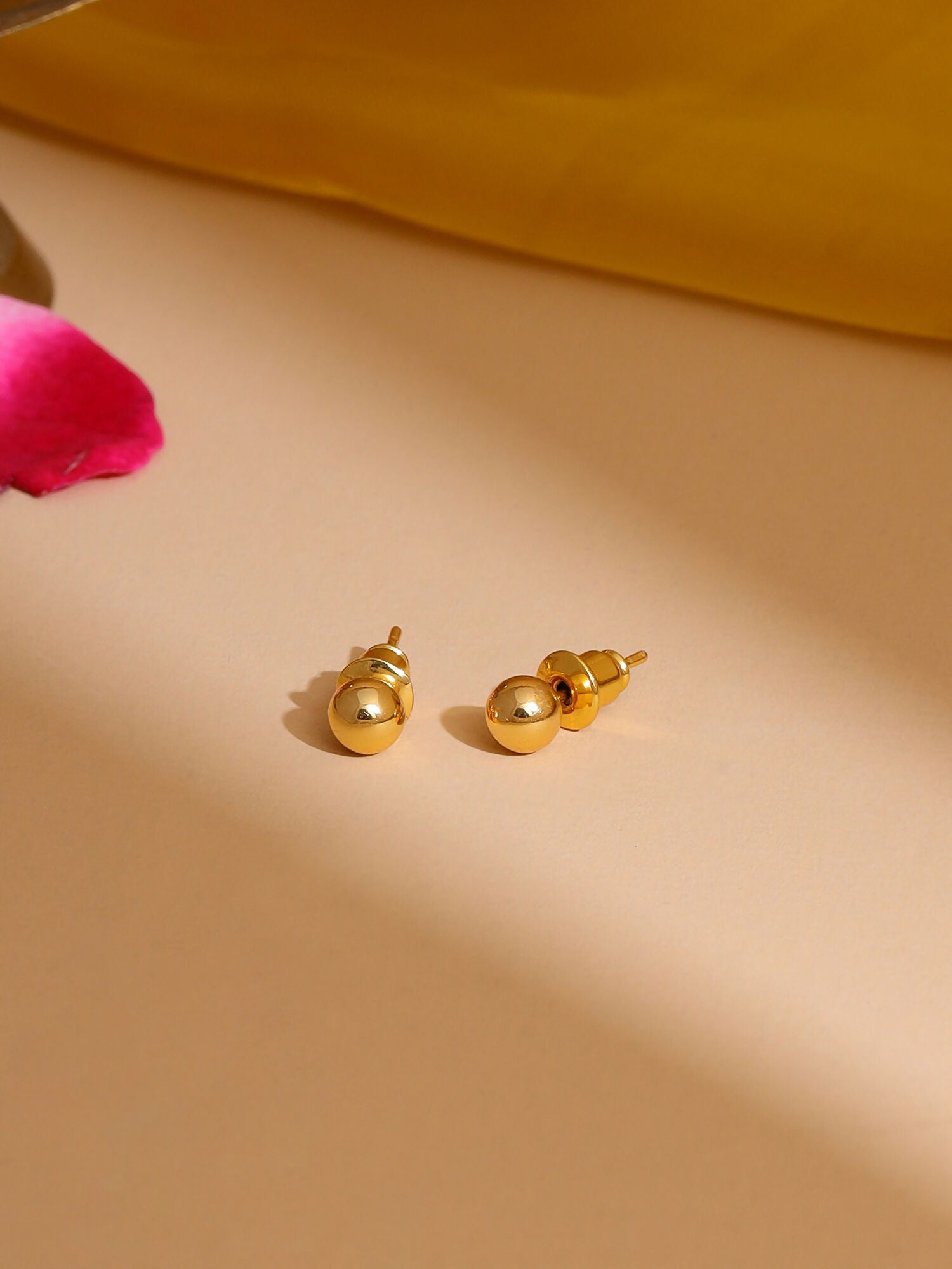 Ruby Raang Golden Round Studs | Swadesiicart