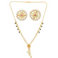 AanyaCentric Gold-Polished Short Mangalsutra Set with Earrings
