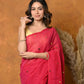 Very Much Indian Pure Mul Cotton Handloom Saree - Red | Swadesiicart
