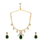 Nuyug 18K Gold Plated Pear Drop Emerald Edge Necklace Set | Swadesiicart
