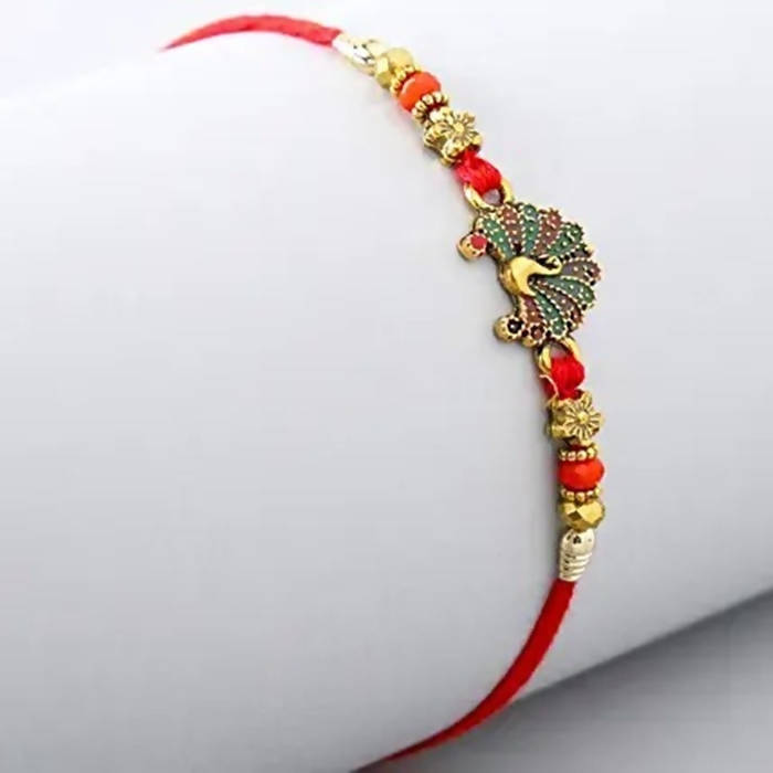 Beautiful Peacock Ethnic Rakhi & Soan Papdi | Swadesiicart