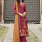 Jyoti Fashion Women's Red Velvet Floral Digital Printed Kurta with Trouser & Dupatta | Swadesiicart