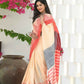 Beatitude Cream Temple Border Cotton Saree
