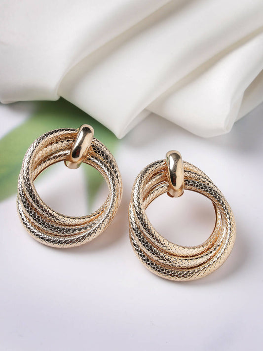 NVR Women's Gold-Polished Hoop Earrings - Swadesiicart