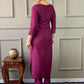Partywear Designer Rayon Slub Wine Stitched Suit With Dupatta - Tanisha | Swadesiicart