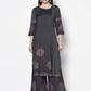 Aniyah Rayon Dark Grey Color Block Print Straight Kurta (AN-203K) - Swadesiicart