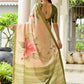 Vishnu Weaves Women's Mahendi Satin Silk Printed Saree with Blouse - Swadesiicart