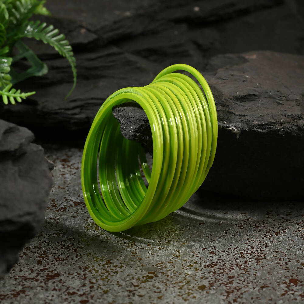 Afast Shining Green Glass Party, Wedding, Daily Use Bangle Set, Pack Of 12 - Afast Enterprises