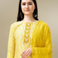 Jyoti Fashion Women's Yellow Rayon Embroidery & Sequence work Kurta with Trouser & Dupatta | Swadesiicart
