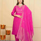 Pink Viscose Chanderi Embroidered Stitched Suit With Dupatta - Tanisha | Swadesiicart