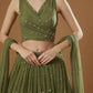 Jyoti Fashion Glamorous Olive Green Zari and Thread Embroidered Georgette Lehenga Choli with Dupatta | Swadesiicart