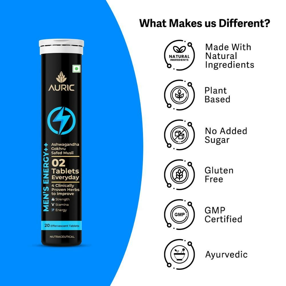Auric Men's Energy++ Effervescent Tablets - Swadesiicart