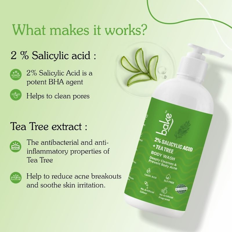 Bake 2% Salicylic Acid + Tee Tree Body Wash | Swadesiicart