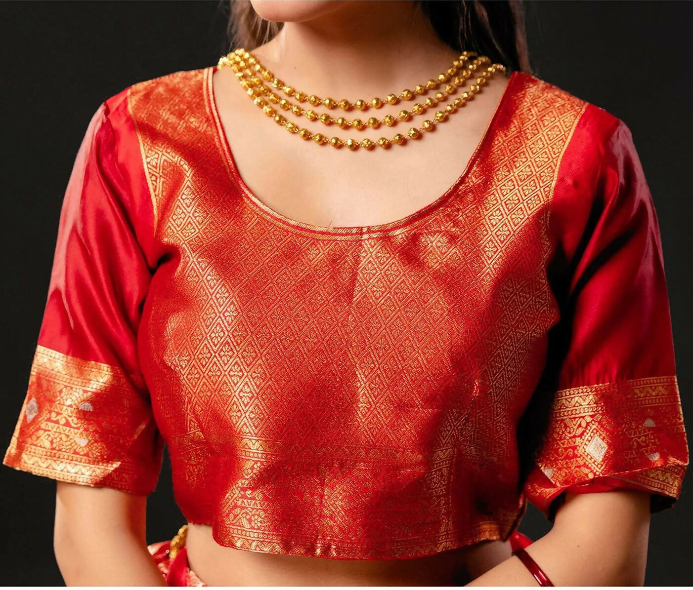 Joban Fashion Silk Banarasi Red & Golden Color Saree | Swadesiicart
