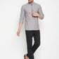 Even Apparels Grey Color Pure Cotton Short Men's Kurta With Band Collar | Swadesiicart