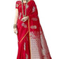 Varkala Silk Sarees Women's Red Banarasi Silk Saree With Unstitched Blouse Piece | Swadesiicart