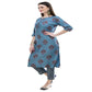 Lagi Women's Turquoise Blue Printed Straight Kurta & Pant (MC39A) | Swadesiicart