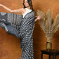Very Much Indian Handblock Printed Cotton Saree With Natural Dyes - Black White | Swadesiicart