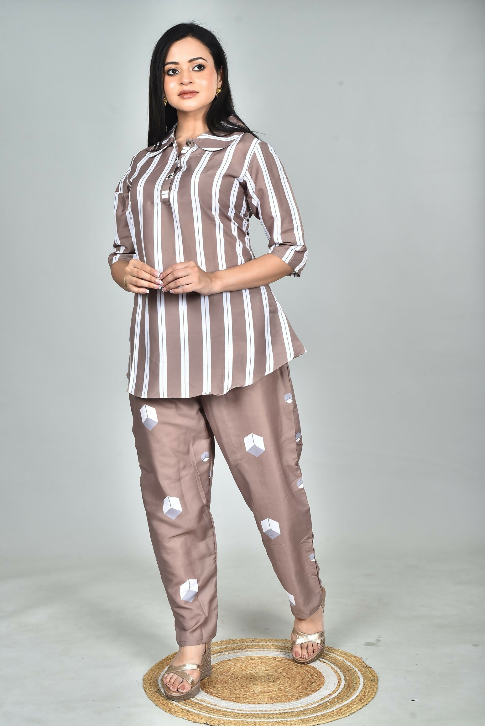 Morchari Digital Print Semi Muslin Co-Ord Set Top & Trouser-Multicolor - Swadesiicart