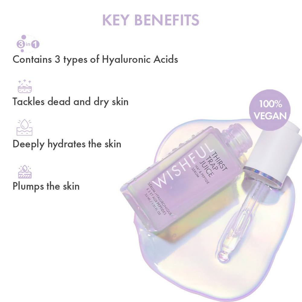 Wishful By Huda Beauty Thirst Trap Juice HA3 & Peptide Serum - Korean Skincare | Swadesiicart