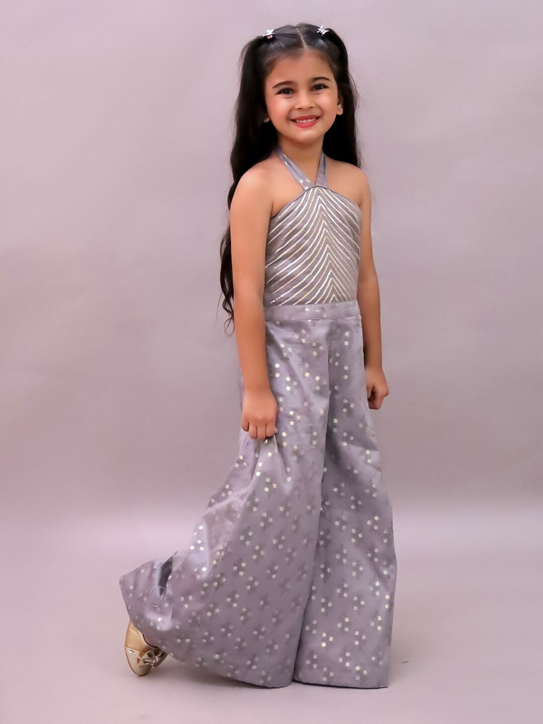 Lil Drama Mehfil Grey Stylish Jumpsuit For Girls | Swadesiicart