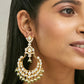 Nuyug 22K Gold-Plated Elegant Kundan Studded & Beaded Floral Chandbali Earrings | Swadesiicart