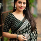 Black Poly Georgette Ajrak Saree with Unstitched Blouse - Hiral Fashion | Swadesiicart