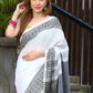 Beatitude White Cotton Jacquard Border Tangail Handloom Saree