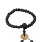 NVR Men Black Beaded Elasticated Rakhi With Roli Chawal - Swadesiicart