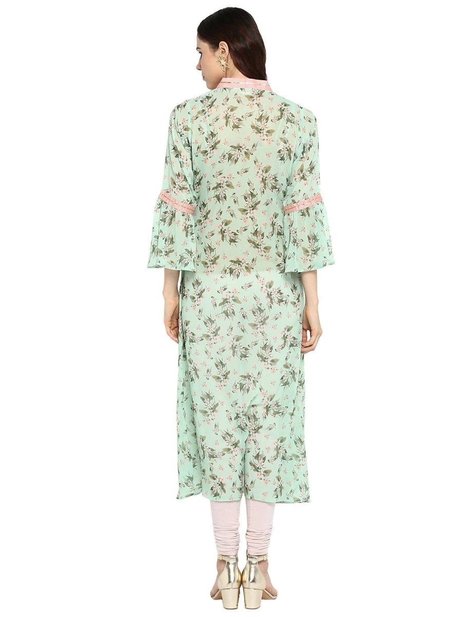 Ahalyaa Women's Yellow Geogette Digital Print Kurta | Swadesiicart