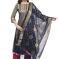 A R Silk Women's Vanarsi Silk Zari Border Embroidery Navy Blue Fancy Dupatta