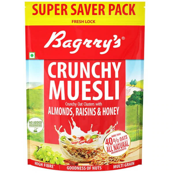 Bagrry's Crunchy Muesli - Almonds, Raisins & Honey - Swadesiicart