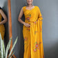 Aayaa Designer 1 min Hand Painted Ready to Wear saree - Mustard Yellow | Swadesiicart