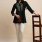 Dark Green Rayon Embroidered Top - Tarini - Swadesiicart